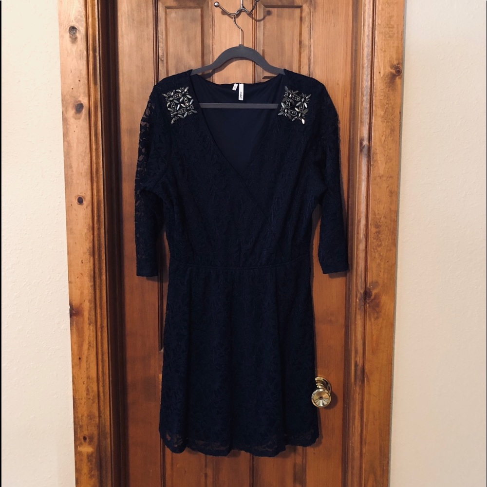 Laced Navy V cut dress